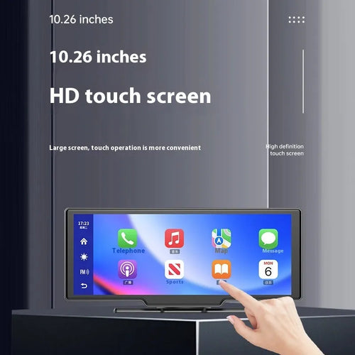 10-inch car smart screen with Apple CarPlay, driving recorder and navigation functions on touch screen