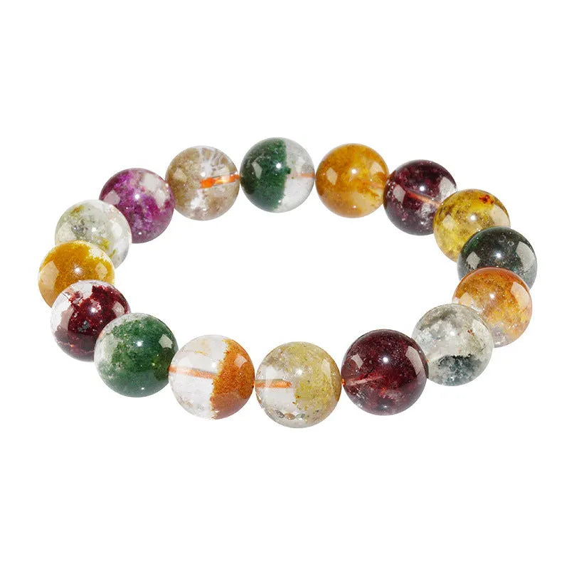 Natural four seasons colourful ghost cornucopia crystal bracelet with 10mm beads and retro ethnic style
