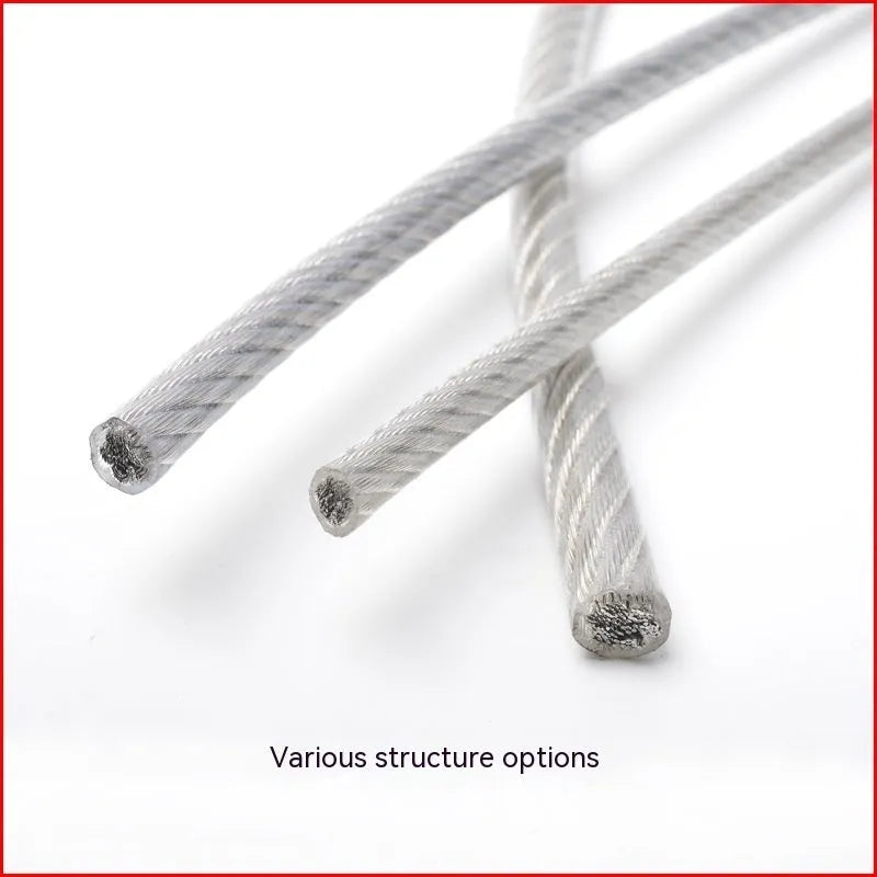 304 stainless steel security cable with double twist multi-strand construction showing flexible coiled form