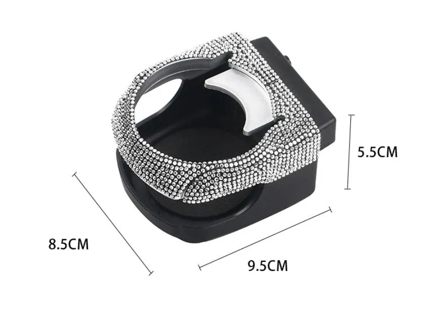 Rhinestone decorated car air vent cup holder bracket in choice of colours