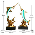European style resin swordfish decoration ornament in Ocean Green, Lake Blue, Coral Red or Bright Gold for shelf display