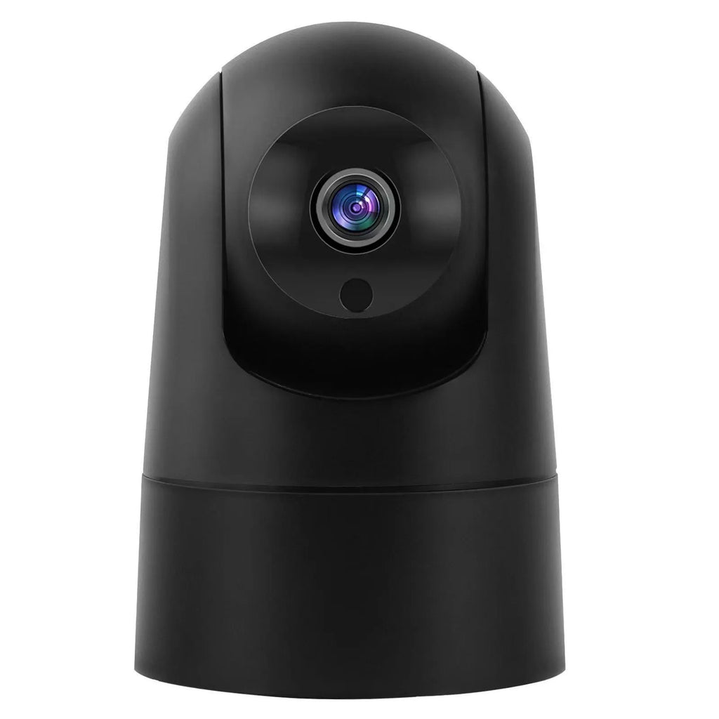 White indoor security camera with 5G and WIFI connectivity, two-way audio, and shake head tracking features