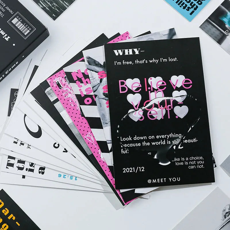 Two creative postcard designs with printed blessing messages in fresh style greeting card set