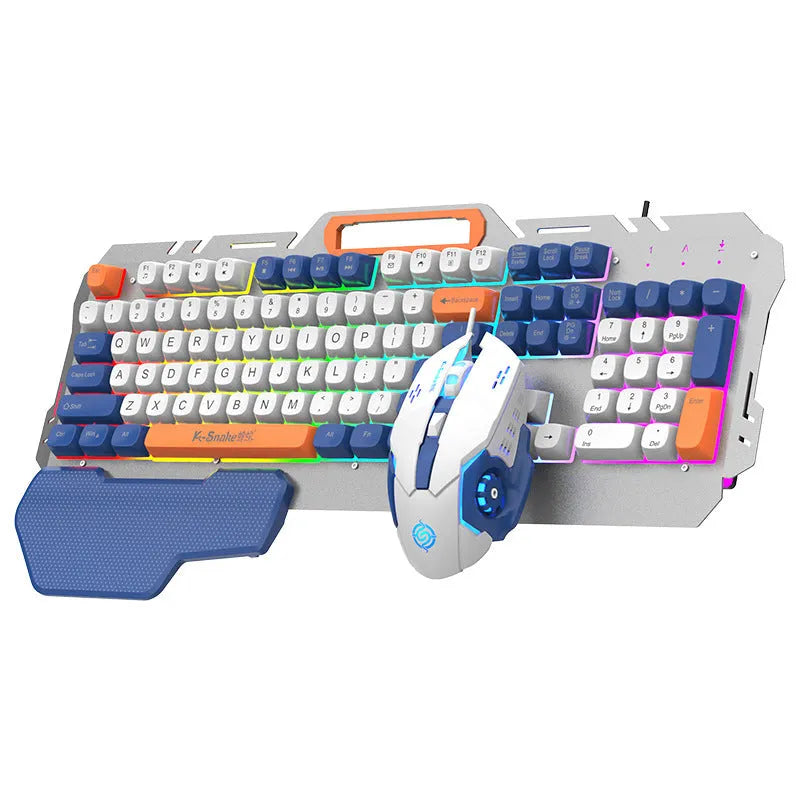 Wired gaming keyboard and mouse bundle with backlit keys in blue colour option