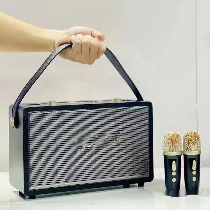 Wireless Bluetooth speaker in Black Gold finish with two microphones, USB powered, 20W output for outdoor use