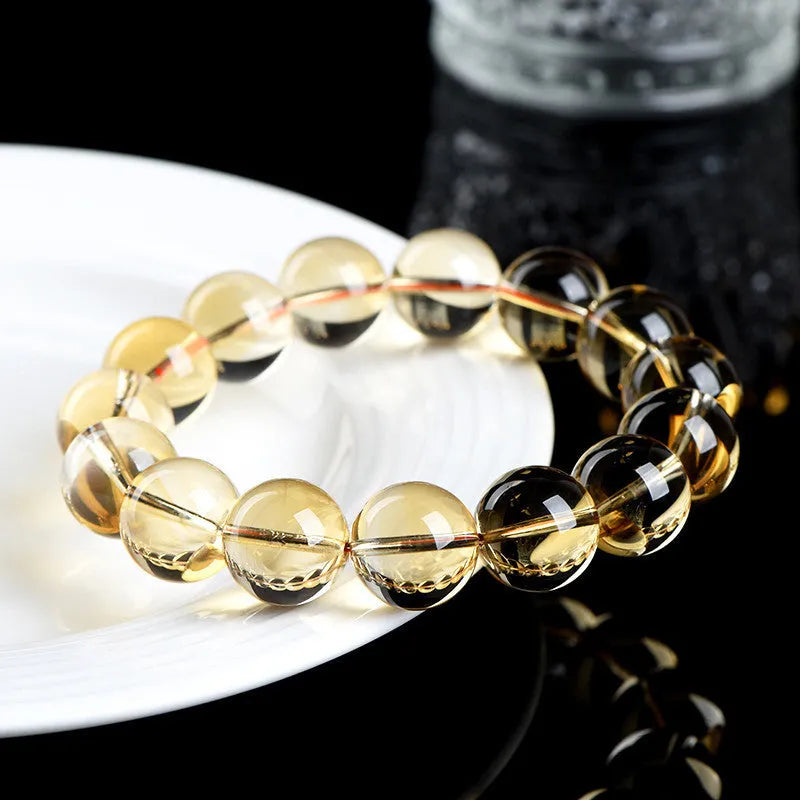 Natural citrine scattered beads ball bracelet showing polished 7A grade stones in scattered pattern