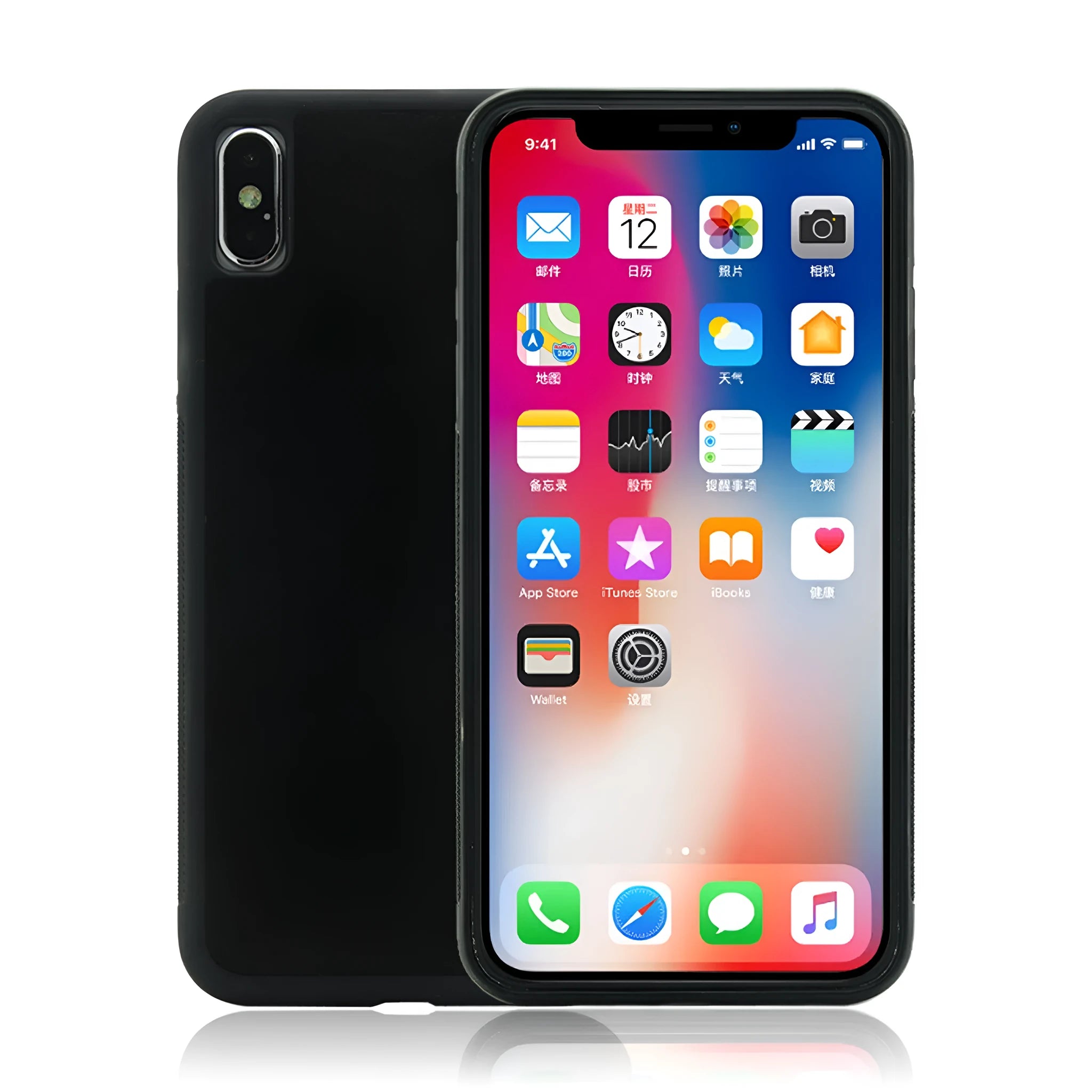 Anti-gravity nano material phone case in black with mirror finish for iPhone 14 Pro