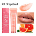 Women's fruit flavour lip gloss in berry, grape, grapefruit, or yellow peach colour.
