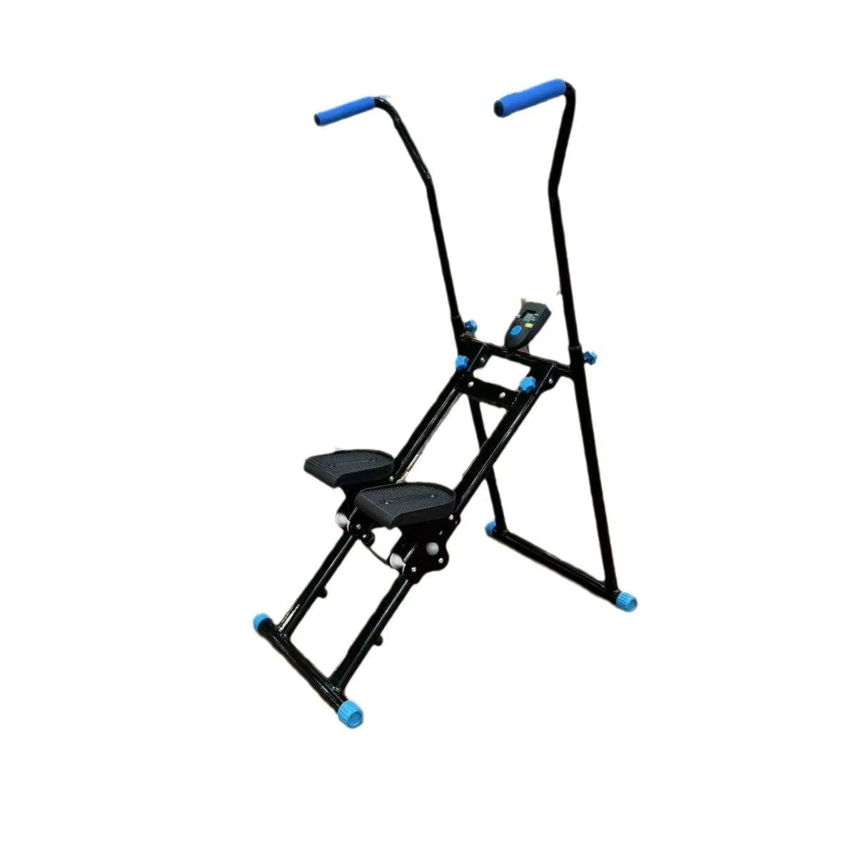 White folding treadmill with climbing frame attachment for multi-function home fitness exercise
