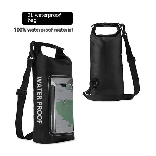 Army Green 2L waterproof PVC mesh crossbody bag for phones, shown with adjustable strap.