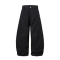 Men's black pleated machete casual pants with loose-fitting wide-leg styling in cotton fabric