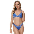 Women's blue hook and eye closure stretch split bikini suit briefs style for swimming