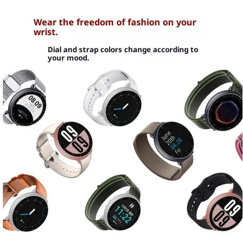 Gray MP3 player watch with 1.4-inch TFT screen, Bluetooth, loud speaker, and alarm clock on a wrist