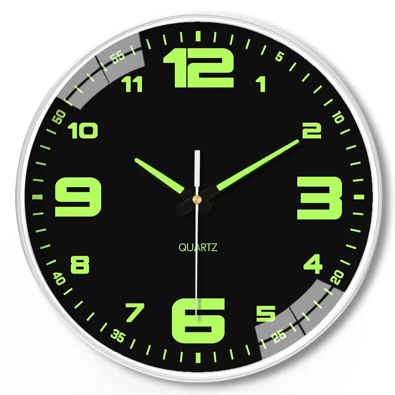20cm luminous wall clock with modern plastic shell on wall