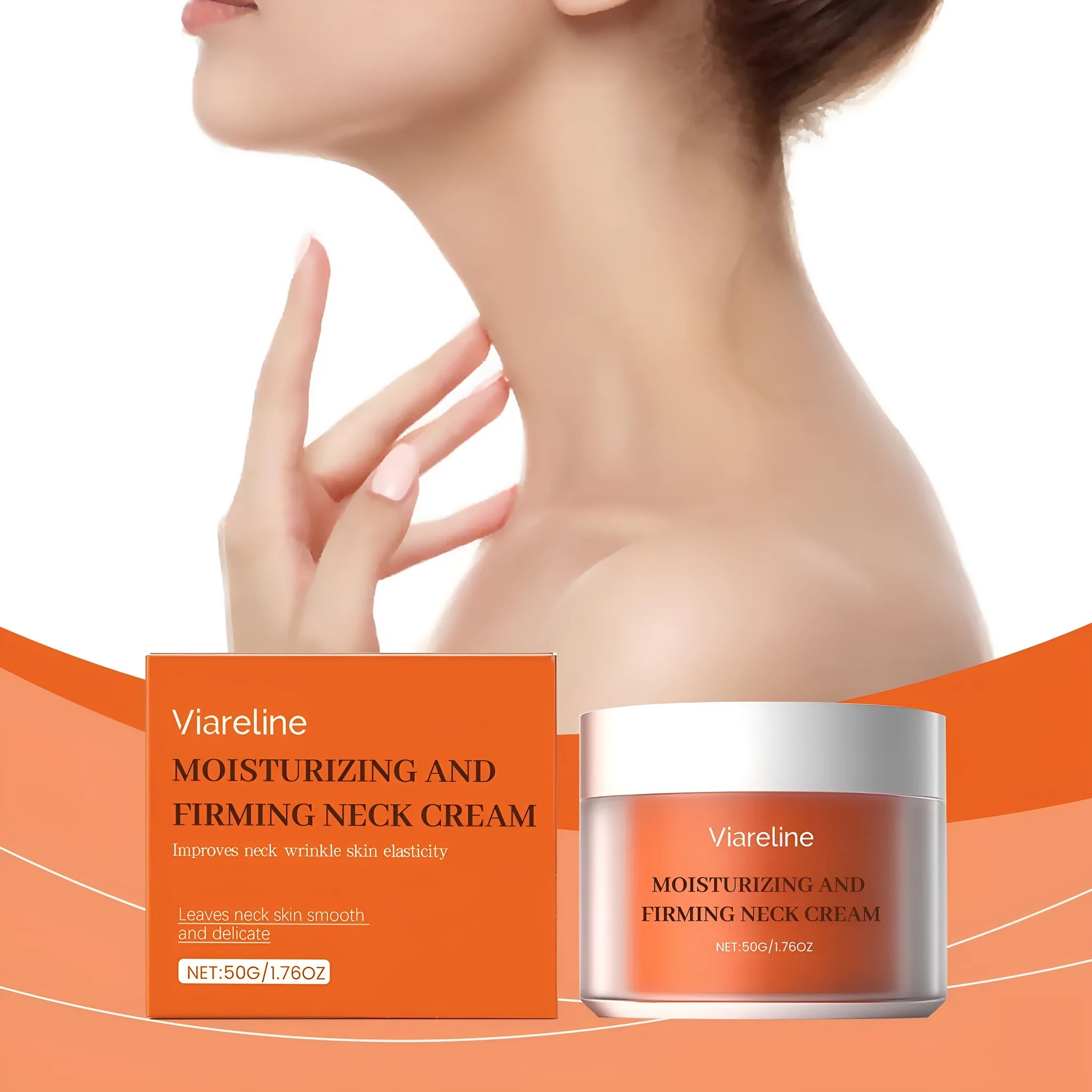 Moisturising neck cream pot with 50g content for neck contour skincare