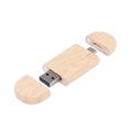 Maple box carved wooden USB flash drive showing both TYPE-C and standard USB connectors