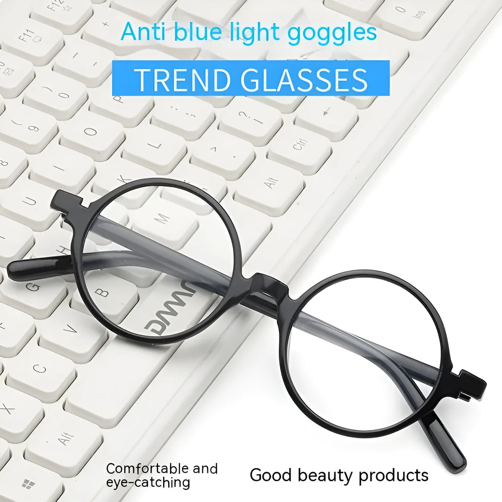 Retro round glasses with circular frame in four colour options on display