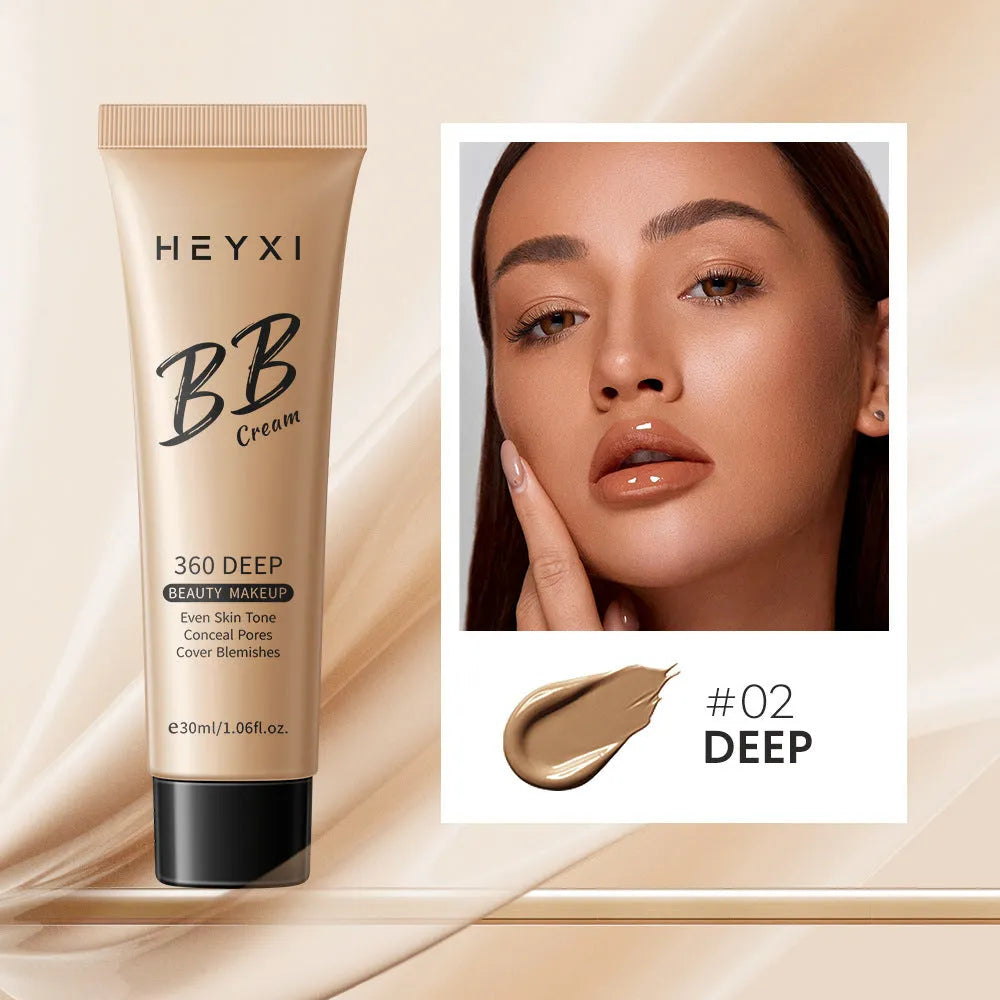Waterproof BB cream tube with four colour shade options 01 02 03 04