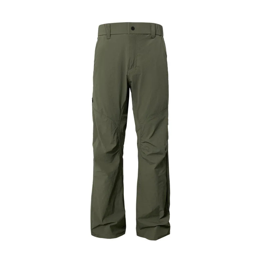 Men's deconstructed trousers with 3D cutting in straight leg style showing Army Green colour option