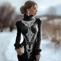 Women's slim-fit high-neck bodycon dress sweater with 3D effect pattern in multiple colours, pencil skirt shape