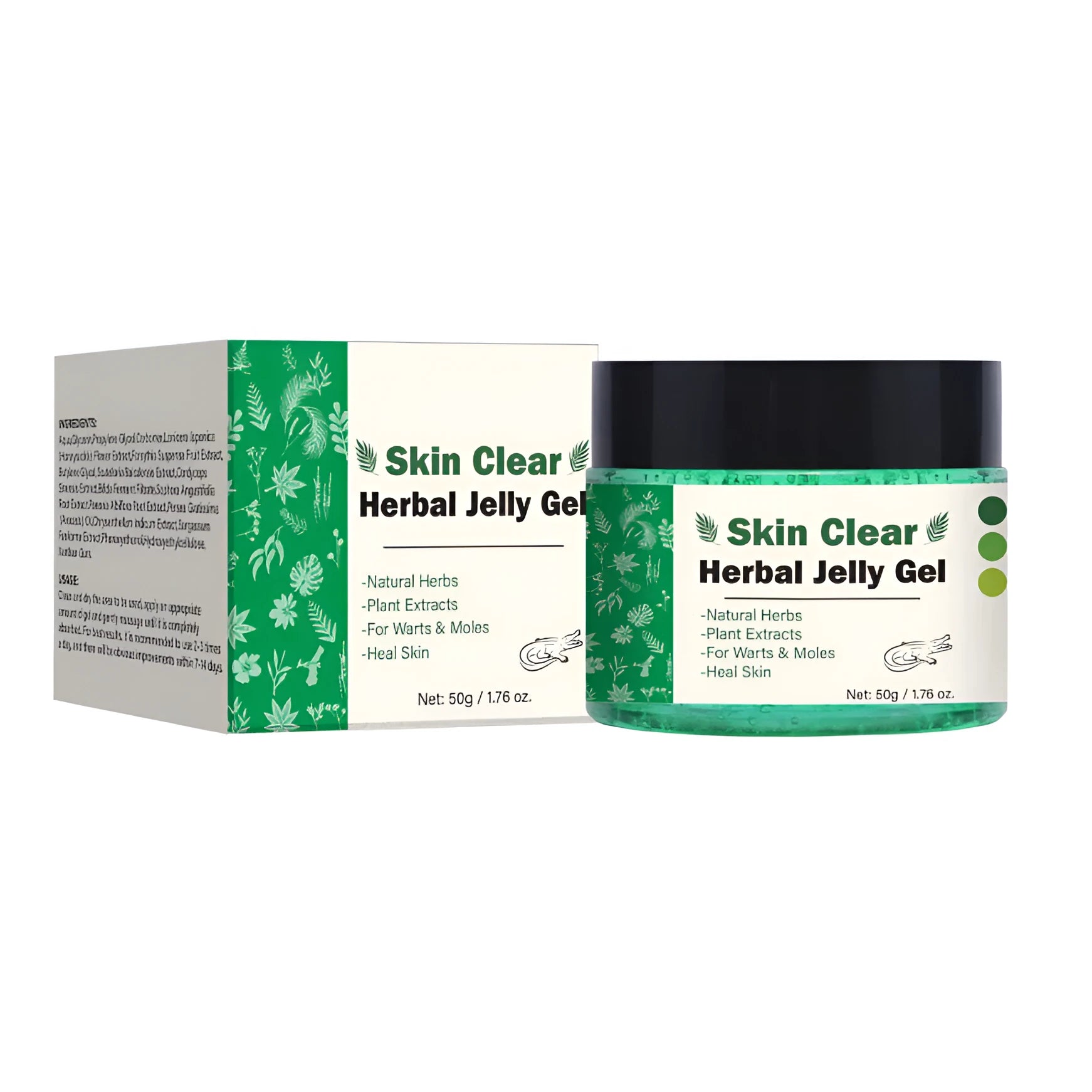 Clear herbal gel in 50g container for body care skincare