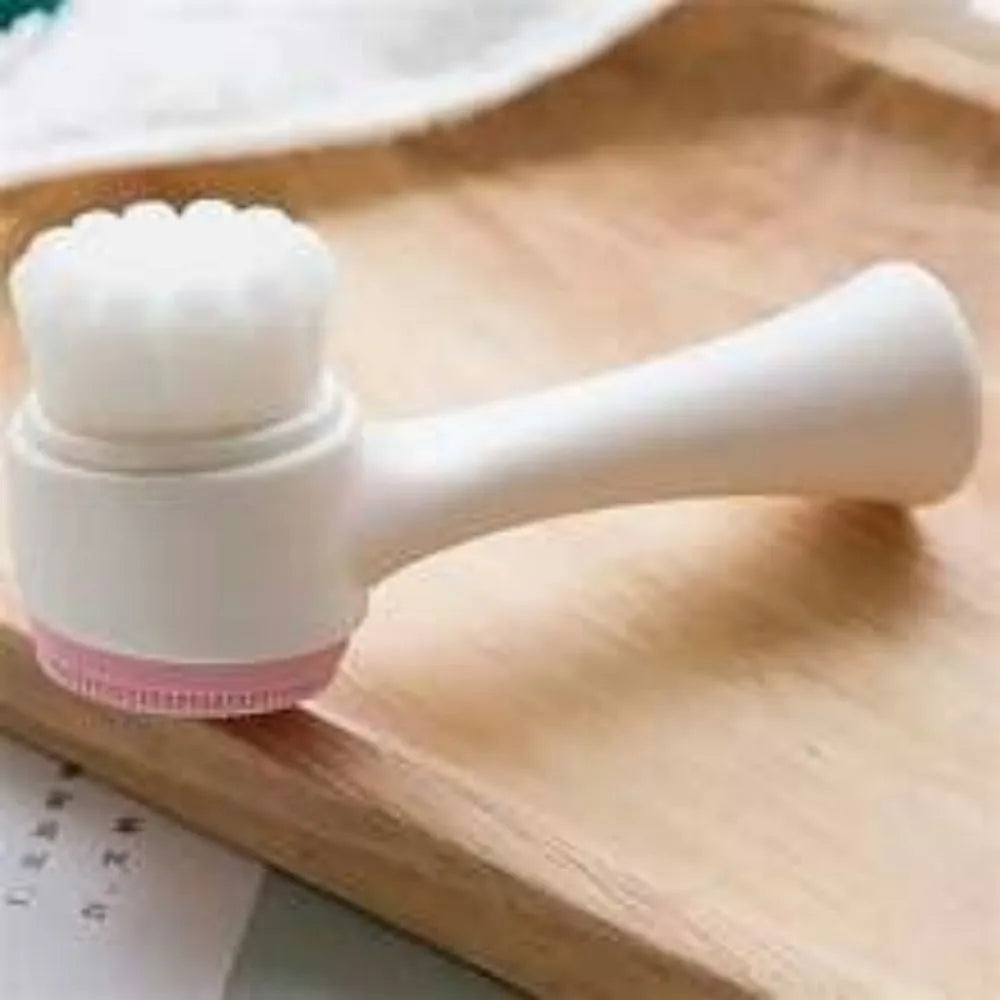 Blue and pink pet paw brush with nylon bristles for dog and cat grooming, measuring 13.5cm long