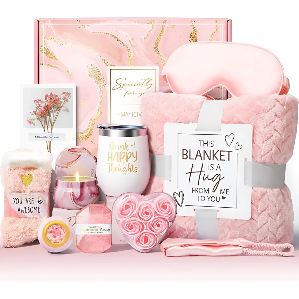 Aromatherapy candle and soap bath gift set in a modern plastic case.