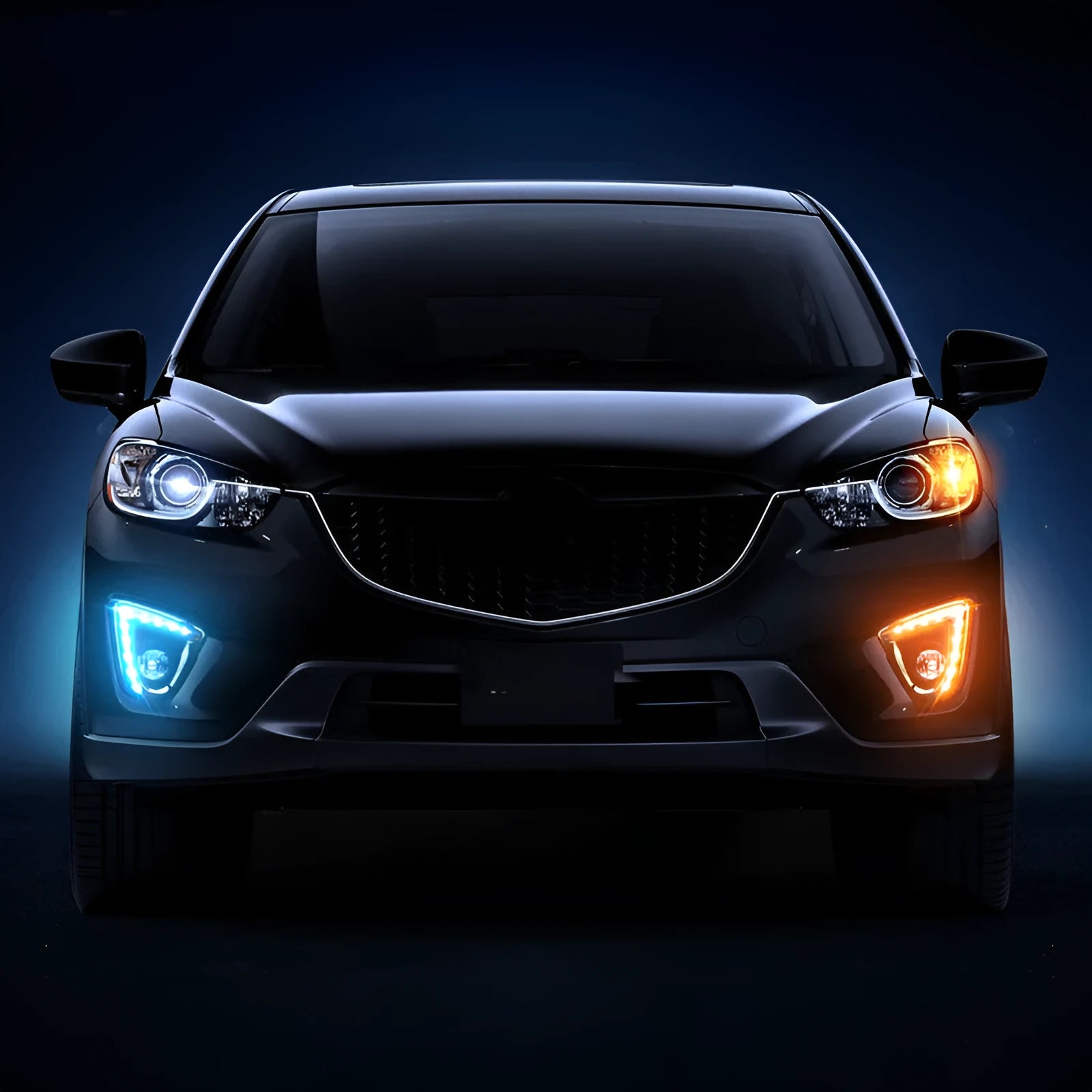 Set of two Mazda CX-5 LED daytime running lights with electroplated housing in various style options.