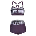 Women's floral printed split bikini swimsuit set with bra and shorts