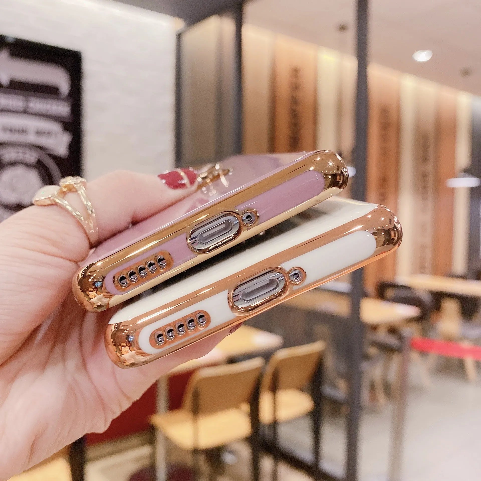 Huawei TPU phone case with magnetic ring bracket and electroplated fine-hole finish in black