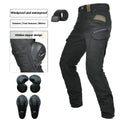 Motorcycle waterproof trousers with protective gear set in black or green colour options