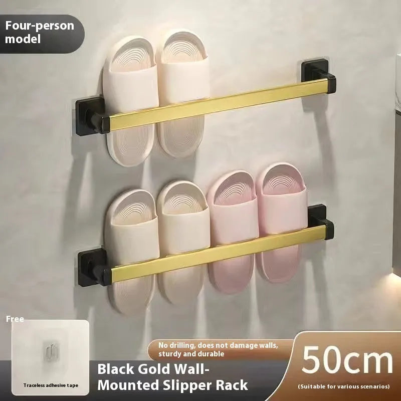 Nordic style wall mounted bathroom slipper rack with seat function in black finish
