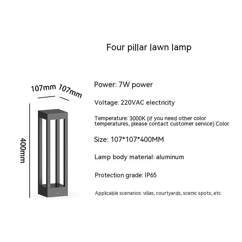 Aluminium outdoor lawn lamp LED landscape light wiring powered for garden pathway