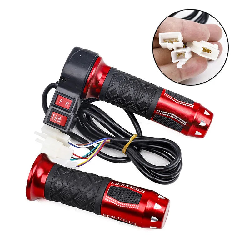 Plastic three-wheel electric car accelerator handle with three-speed rotating mechanism