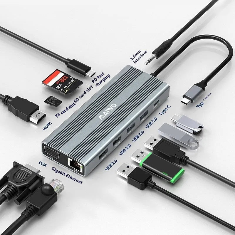 Steam Deck six-in-one docking station with aluminium shell and 15cm Type-C cable.