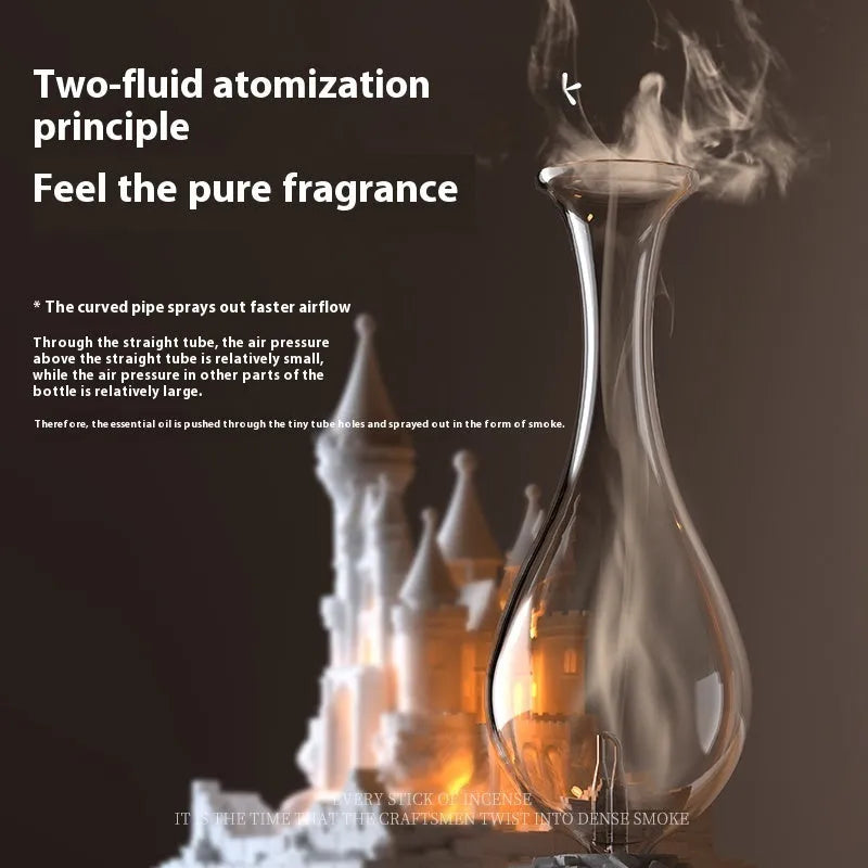 White medieval castle aromatherapy machine with cold fragrance technology and ambient light, measuring 188mm wide by 210mm high