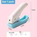 Small manual embossing punching machine with love, star, and round pattern discs for paper crafts.