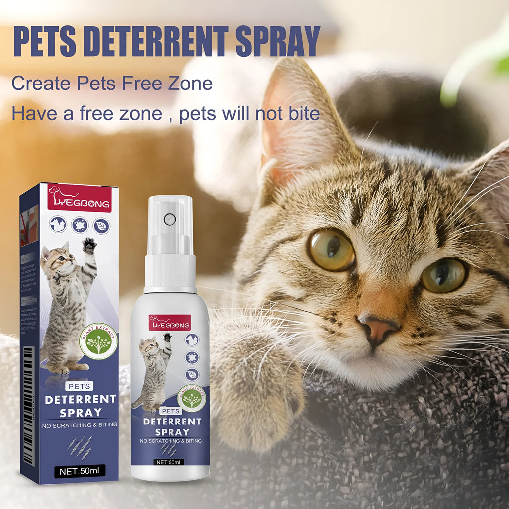 50ml pet deterrent spray bottle in box packaging for stopping dogs and cats scratching furniture