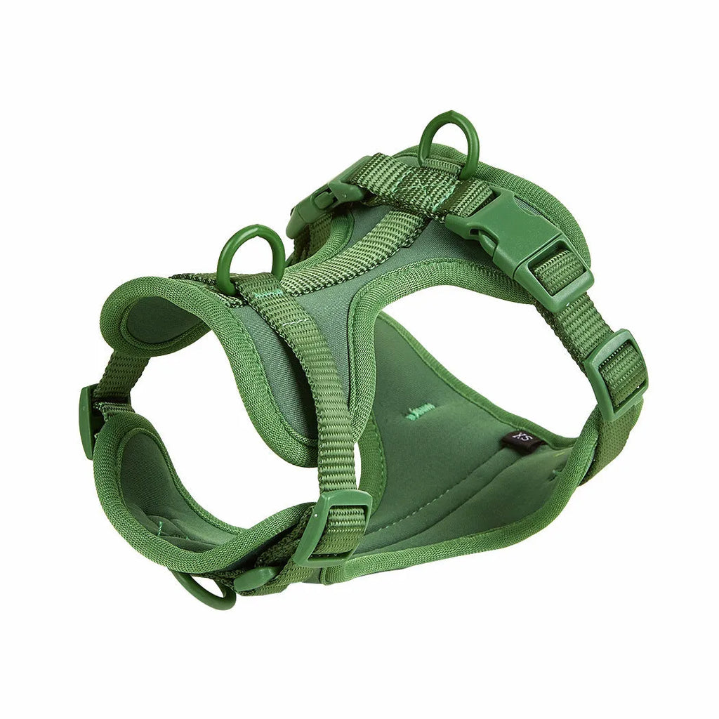 Dog tactical chest back anti-bite waterproof PVC collar set with leash and harness in grey, purple and red colours