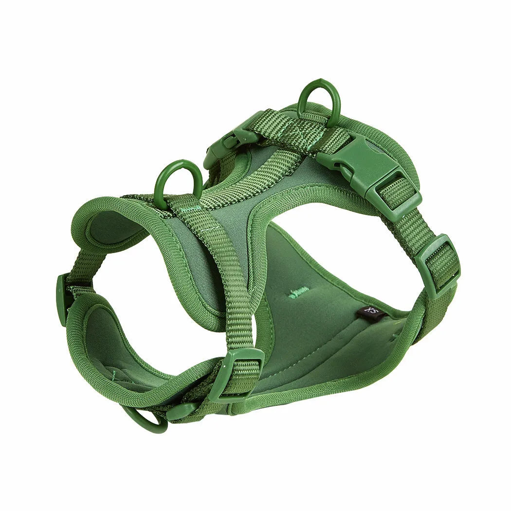 Dog tactical chest back anti-bite waterproof PVC collar set with leash and harness in grey, purple and red colours