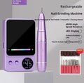 Rechargeable electric nail polishing machine in purple with USB charging cord