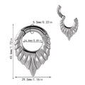 Stainless steel drop-shaped auricle ear extender with totem design for stretched earlobes.