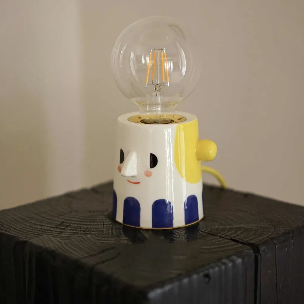 Handmade ceramic bedside lamp with ball headlight shade creative decoration