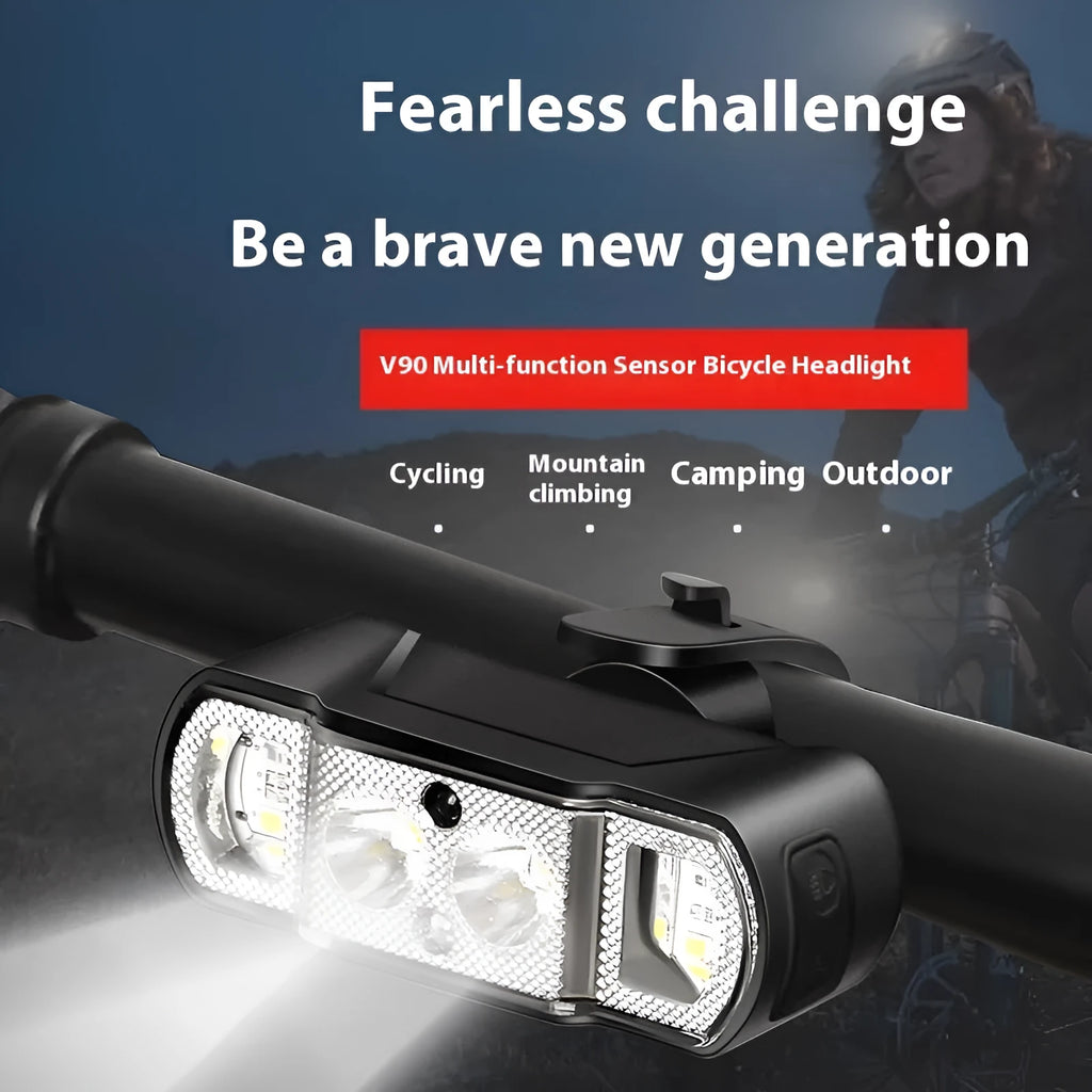 Black ABS bicycle headlight with XPG-LED lamp bead and rechargeable battery