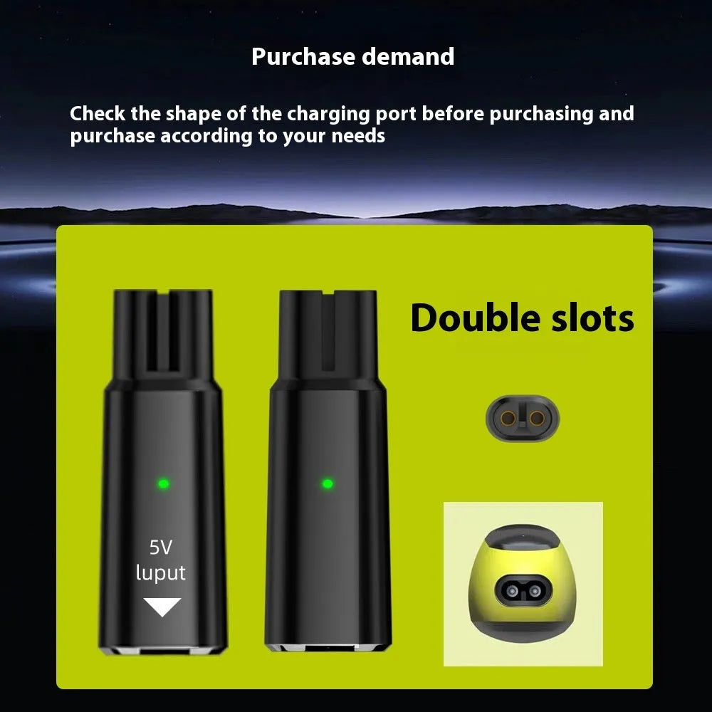 Aluminum alloy charging adapter body for electric shavers with USB C input in black or gray color