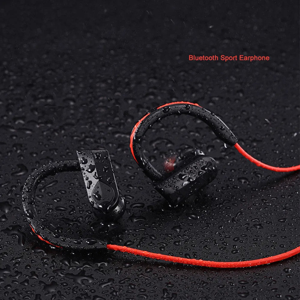 Wireless neck mounted Bluetooth earphones in black, blue, and red colour options