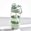 Cartoon pattern plastic straw cup in gray green or pink with heat-resistant single layer design and 520ml to 1000ml capacity options