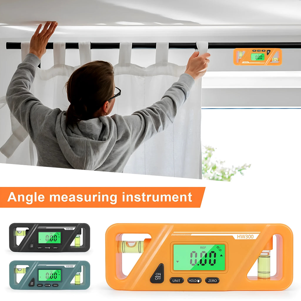 Digital magnetic inclinometer angle gauge with plastic ABS housing measuring 115x42x22mm