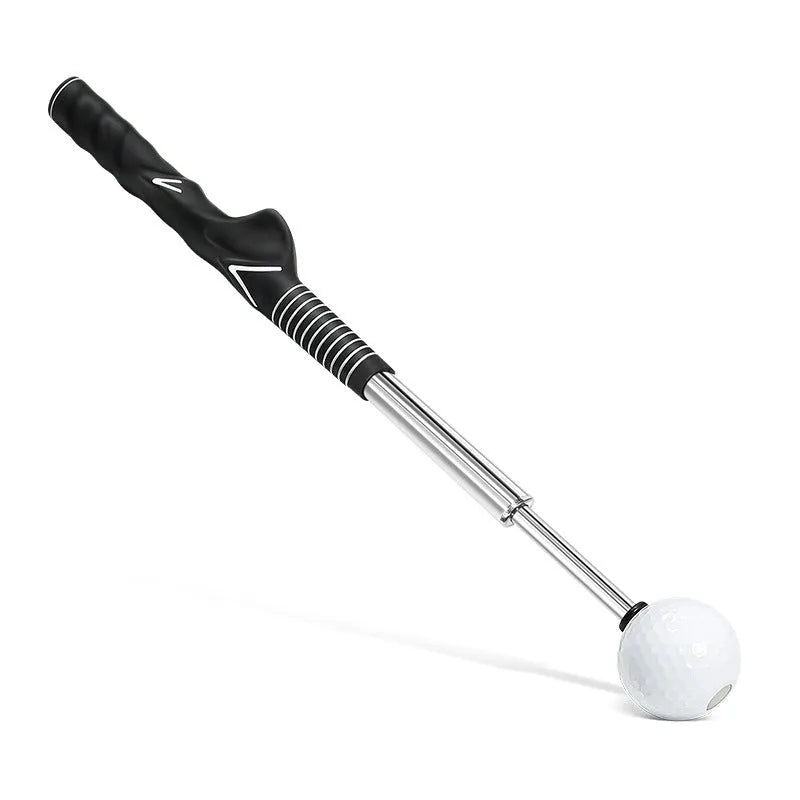 Telescopic golf swing training simulator with stainless steel construction in adjustable design