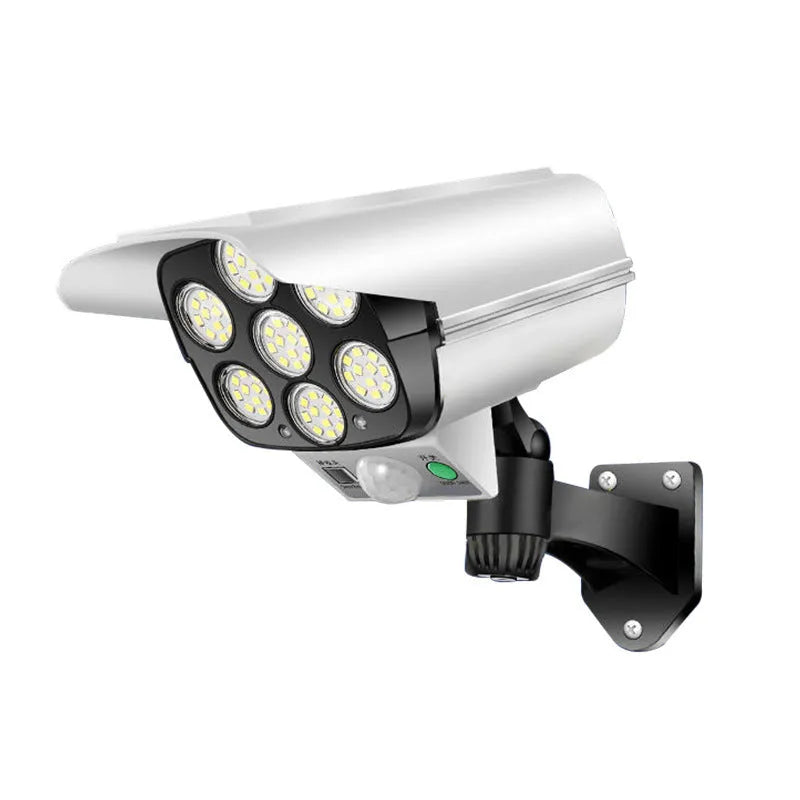 Solar powered LED security lamp with waterproof outdoor construction and light sensor